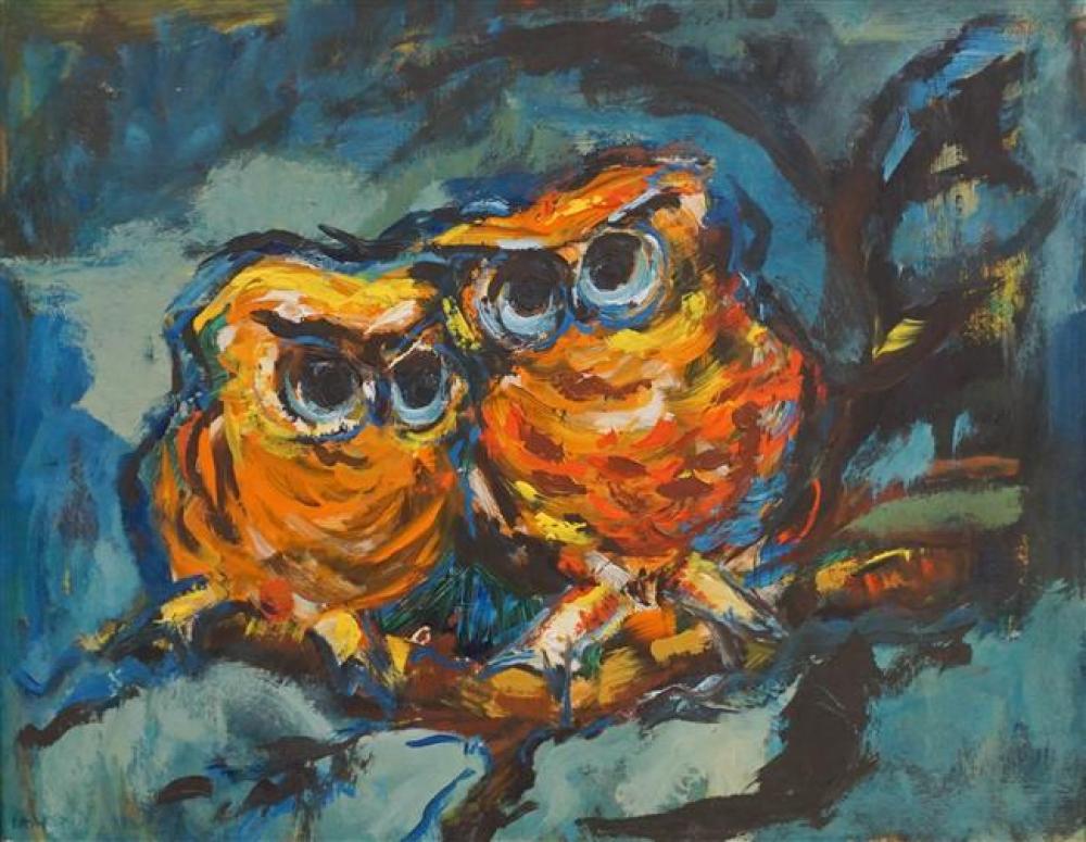 DAVID LAAKSO, TWO OWLS, OIL ON