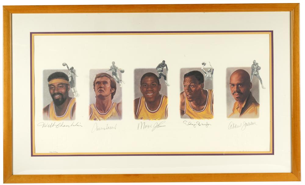 LOS ANGELES LAKERS LEGENDS SIGNED LITHOGRAPHAnn