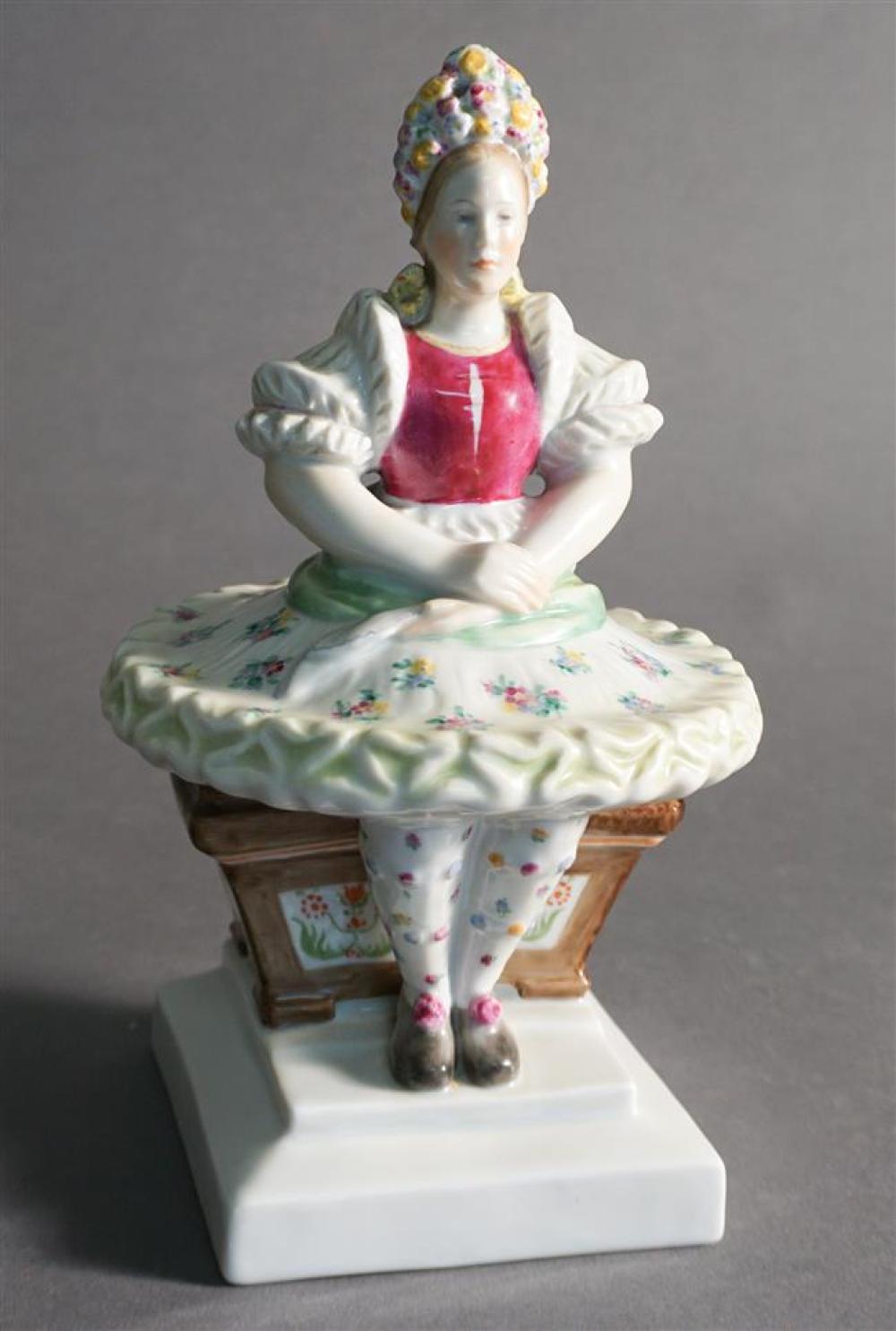 HEREND PORCELAIN FIGURE OF SEATED FEMALE,
