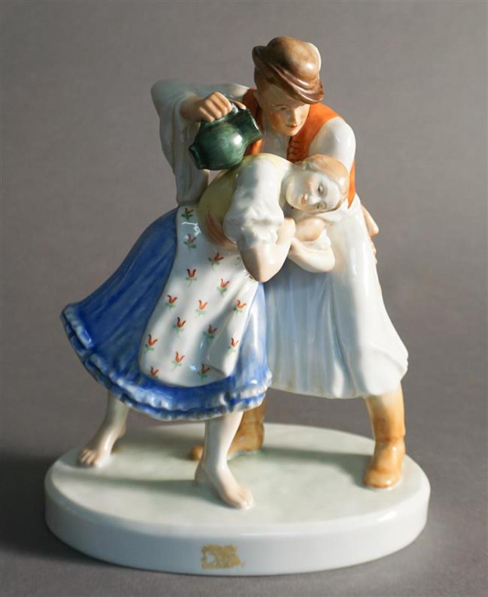 HEREND PORCELAIN FIGURAL GROUP,