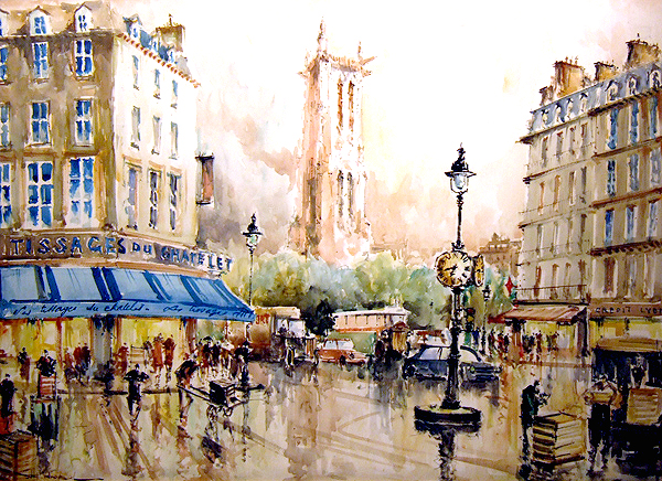 H. Stroebel, Paris, watercolor, 24