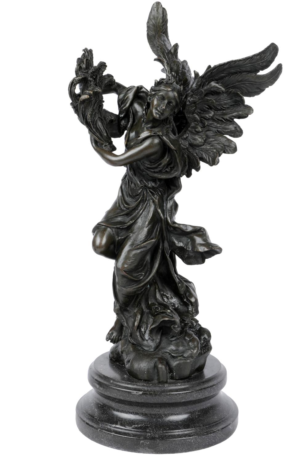 PATINATED BRONZE ALLEGORICAL FIGUREmounted 324d42