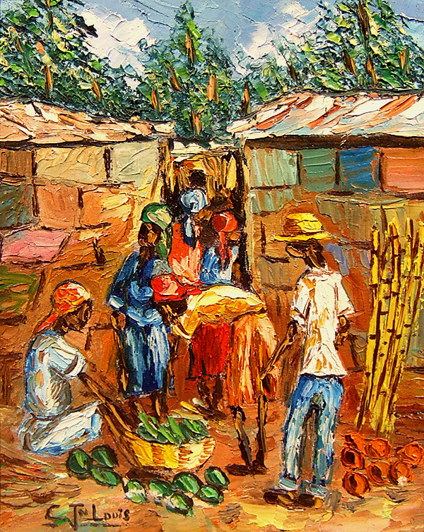 S J V Louis Haitian oil canvas  507ba