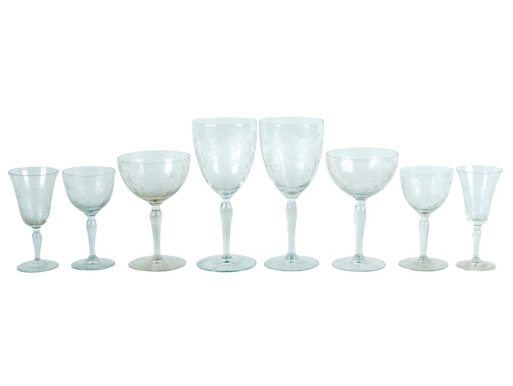 ETCHED GLASS STEMWARE SERVICEunmarked  324d46