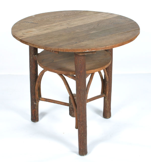 Old Hickory 3 leg  table, quarter