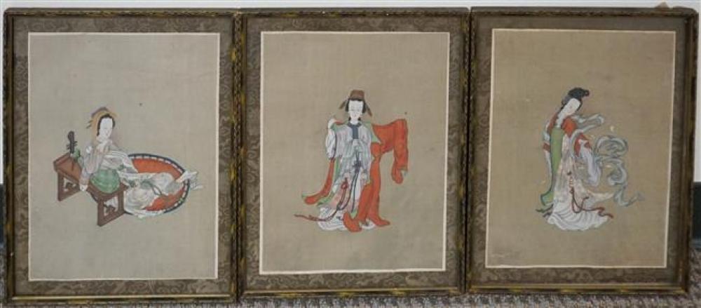 CHINESE MAIDENS THREE WATERCOLORS 324d91