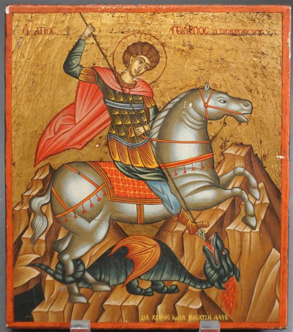 RUSSIAN ICON OF ST GEORGE SLAYING 324dc5
