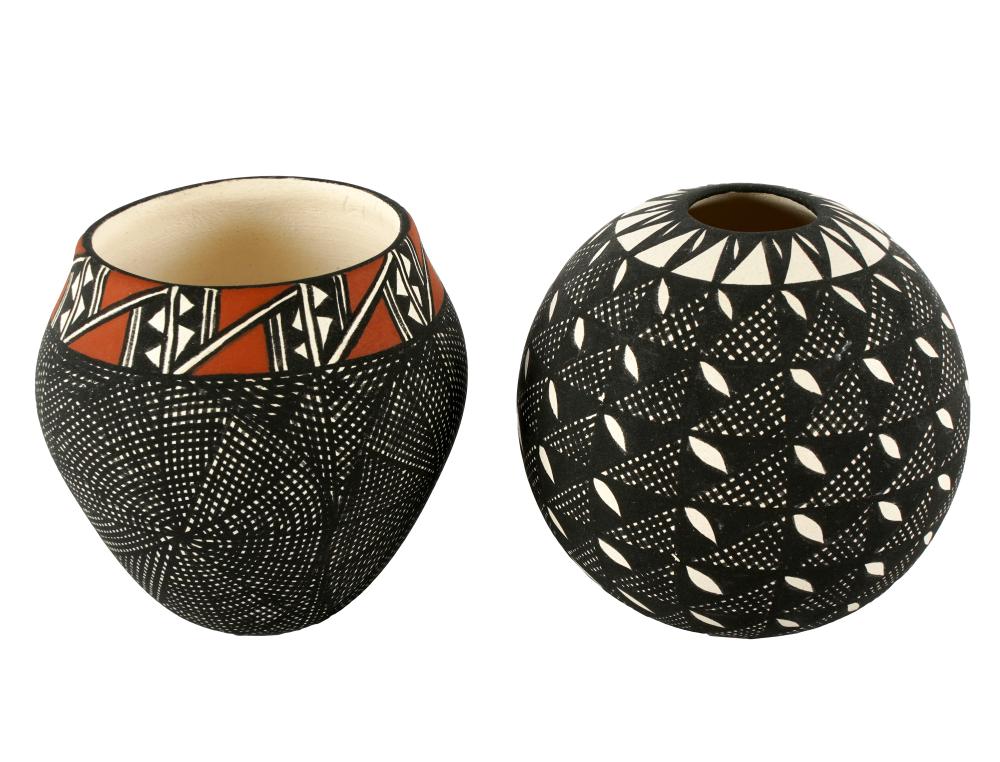 TWO ACOMA POTTERY VASESthe first: