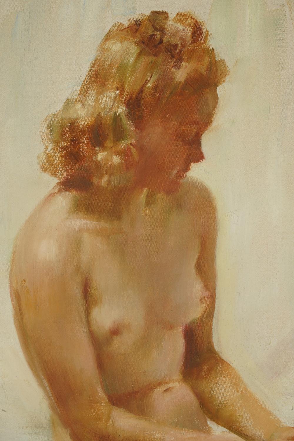 20TH CENTURY: SEATED FEMALE NUDEoil