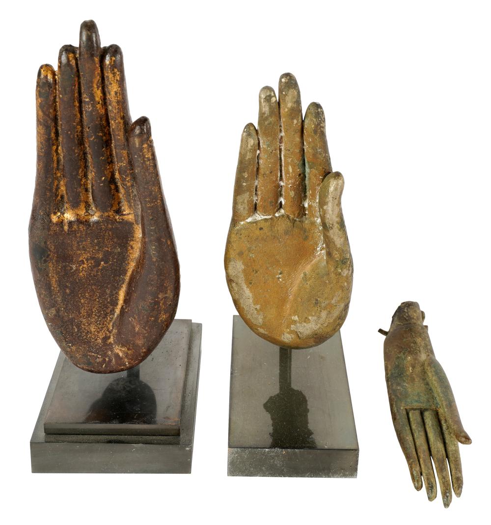 THREE ASIAN BRONZE HANDS OF BUDDHAcomprising 324df0