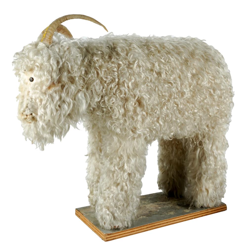 WHITE GOAT FIGUREwool and horn; mounted