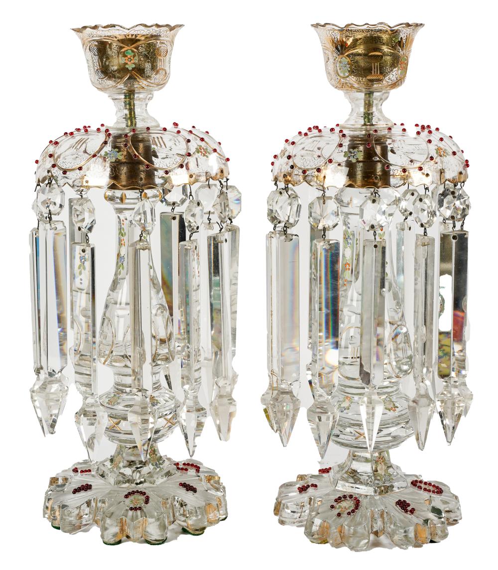 PAIR OF PAINTED GLASS CRYSTAL 324e62