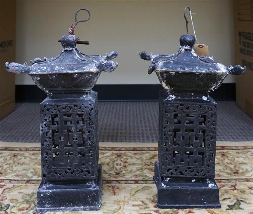 PAIR ASIAN STYLE PAINTED METAL