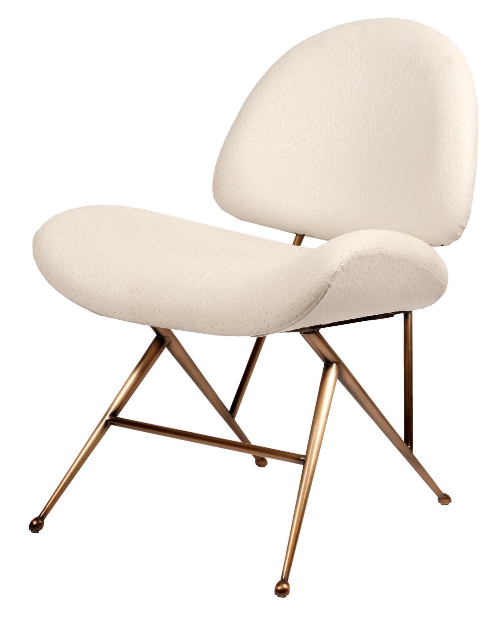 MODERNIST WHITE LEATHER CHAIRunsigned;