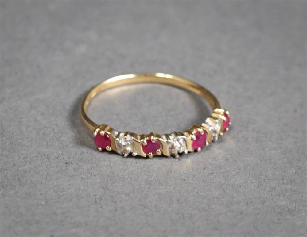 10-KARAT YELLOW-GOLD, RUBY AND DIAMOND