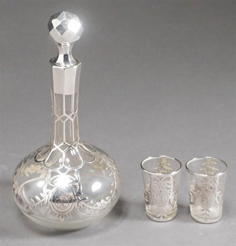 SILVER MOUNTED CUT GLASS DECANTER