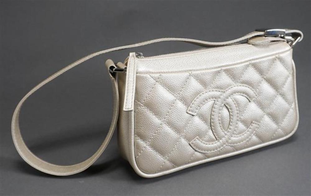 CHANEL GOLD QUILTED CAVIAR LEATHER