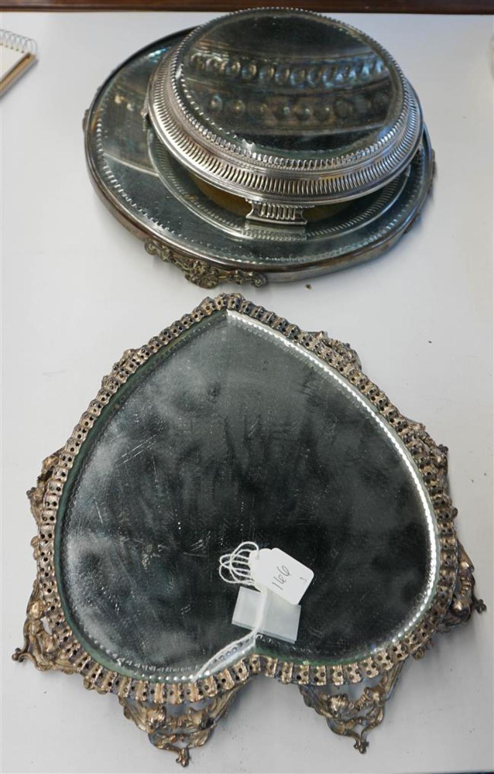 THREE SILVER PLATE MOUNTED MIRRORED