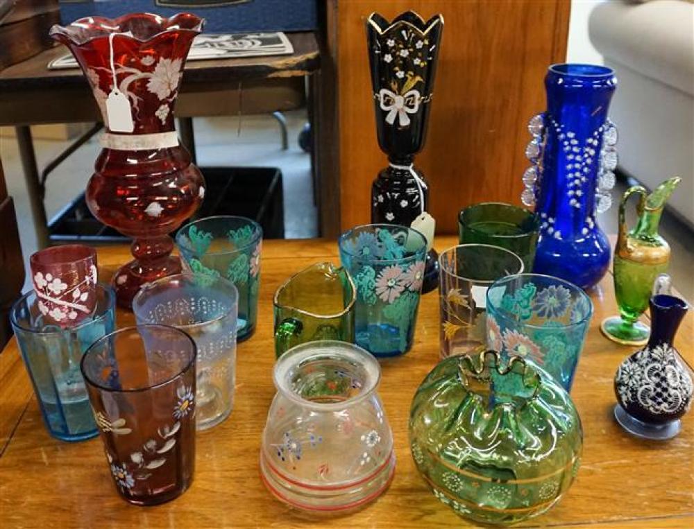 GROUP WITH ENAMEL DECORATED GLASS 324fba