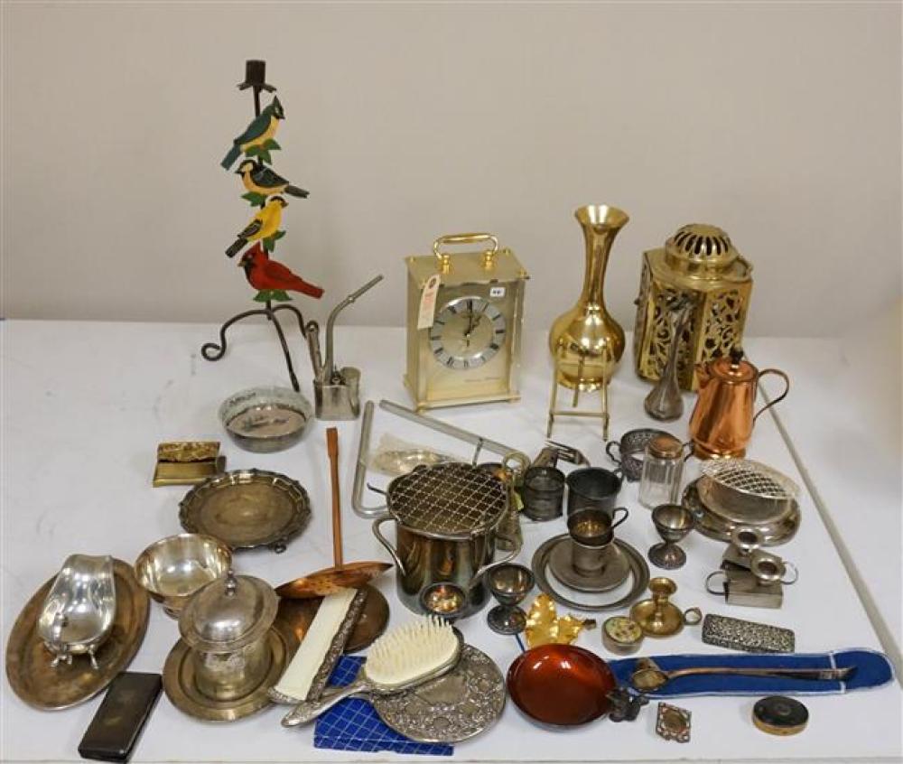 COLLECTION WITH SILVER PLATE, BRASS