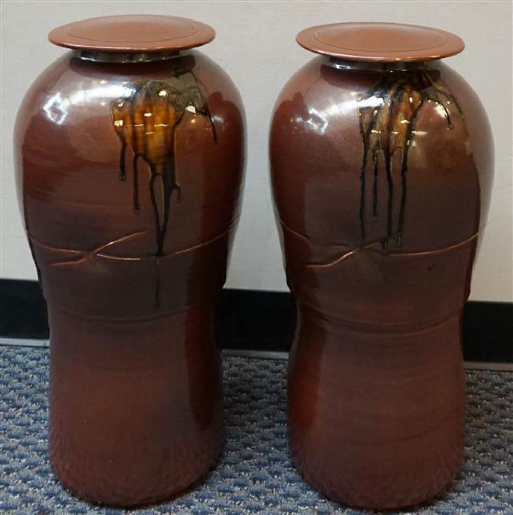 PAIR LARGE STUDIO POTTERY COVERED 325023