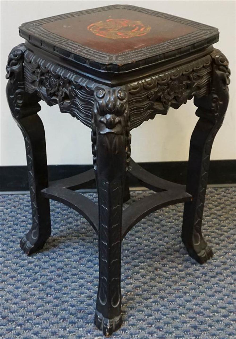 CHINESE CARVED HARDWOOD SIDE TABLE,