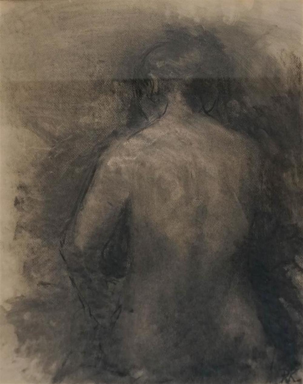 FIGURE OF A WOMAN, CHARCOAL DRAWING,