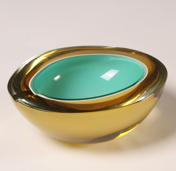 Yellow/Green Geode Ashtray partial