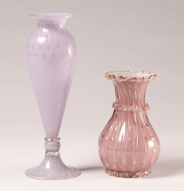 Pair Murano art glass Barbini vases  50828