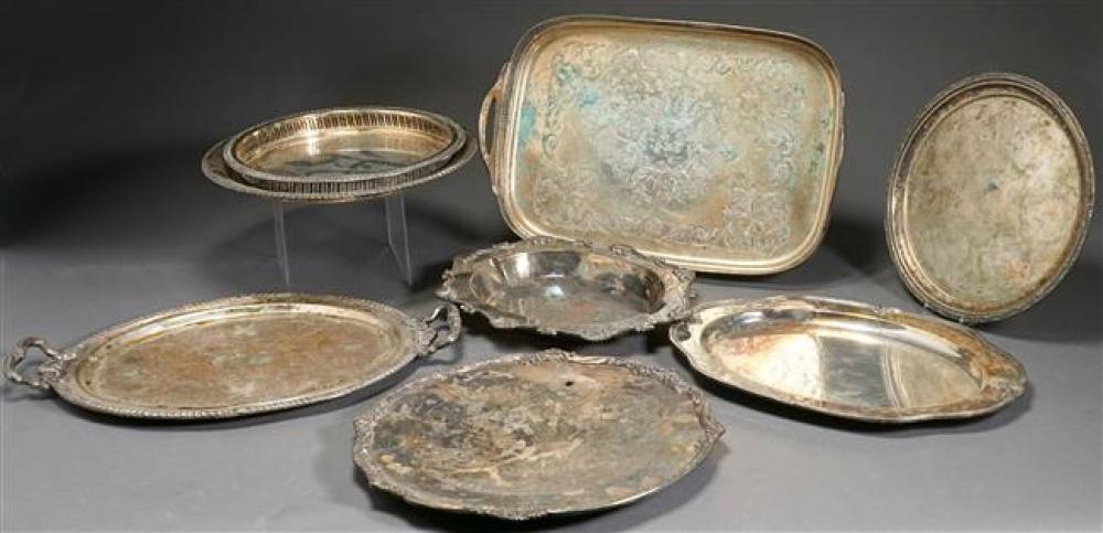 EIGHT ASSORTED SILVER PLATE TRAYSEight 3251b6