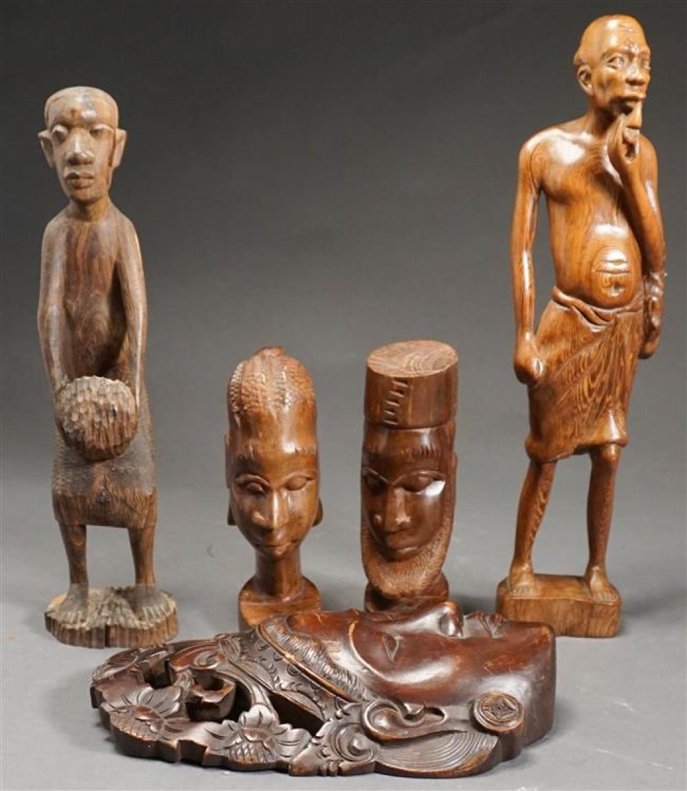 GROUP OF FIVE CARVED HARDWOOD ETHNOGRAPHIC 3251db