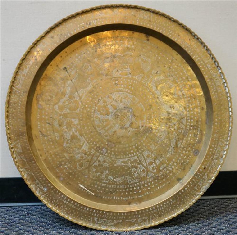 CHINESE CHASED BRASS TRAY, D: 29-3/4