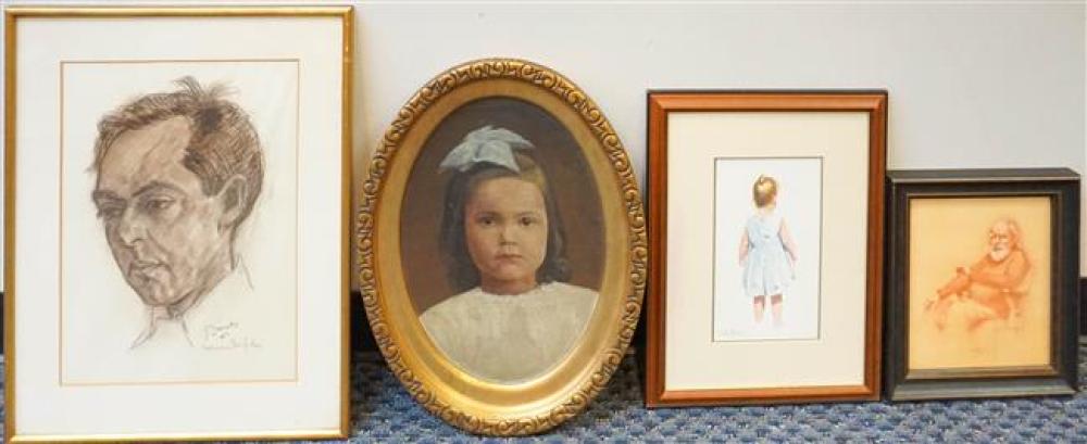 FOUR FRAMED PORTRAITS, LARGEST: