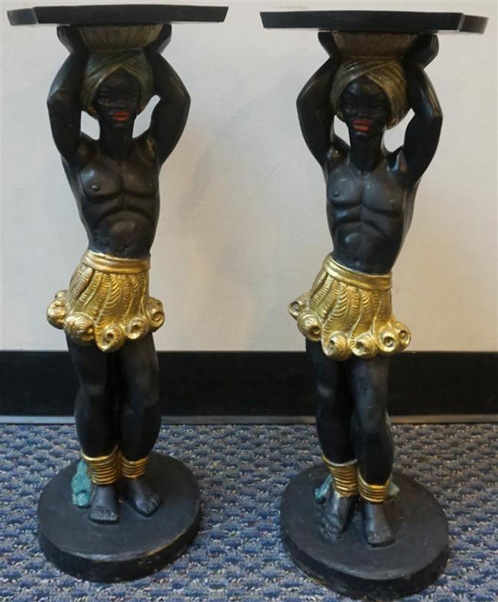 PAIR OF GILT DECORATED AND EBONIZED