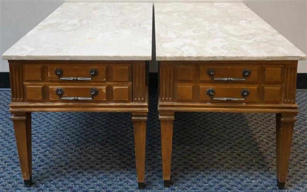 PAIR FEDERAL STYLE MARBLE TOP FRUITWOOD