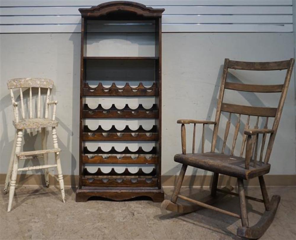 STAINED PINE WINE RACK, EARLY AMERICAN