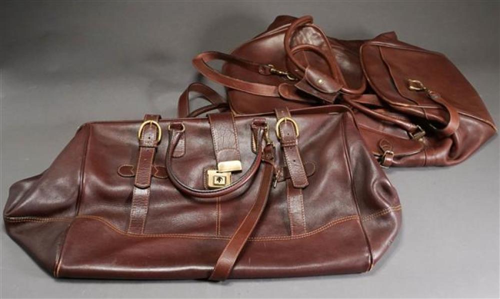 TWO BROWN LEATHER SHOULDER OVERNIGHT 32536b