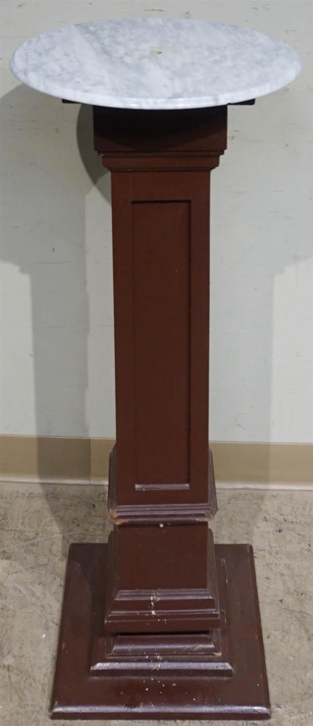 FRUITWOOD MARBLE TOP PEDESTAL,