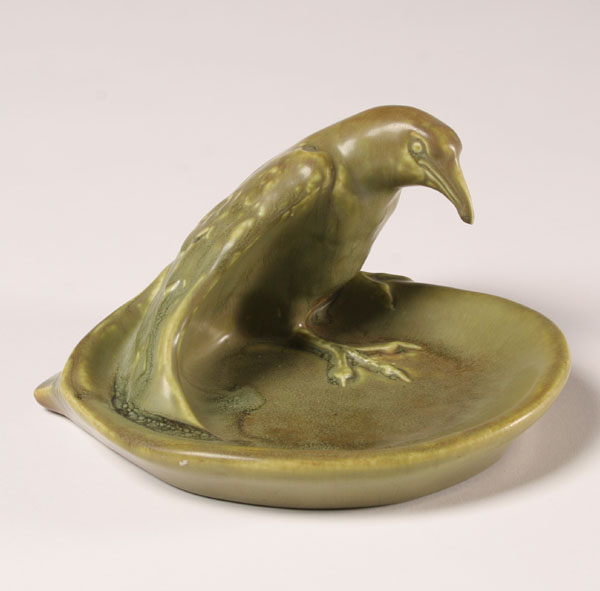 Rookwood glazed rook bird tray bowl  50862