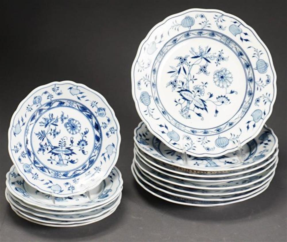 FOURTEEN BLUE ONION PATTERN PLATES