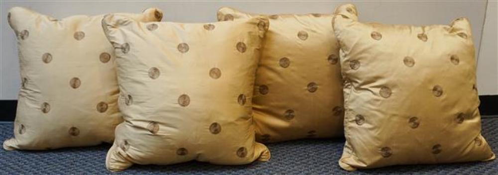 FOUR GOLD SILK SQUARE THROW PILLOWSFour 325436