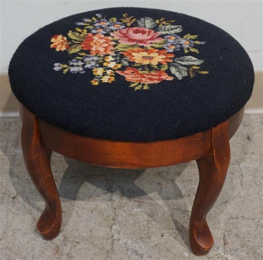 NEEDLEPOINT UPHOLSTERED FOOTSTOOL  32547a