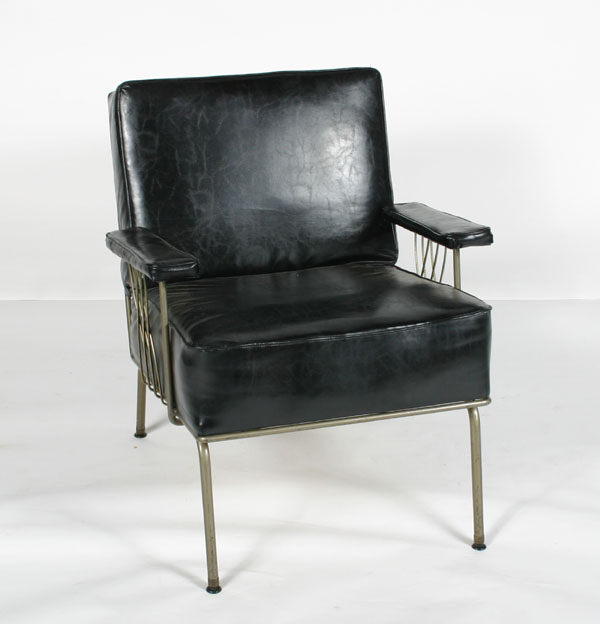 Modern leather and metal arm chair  5087d