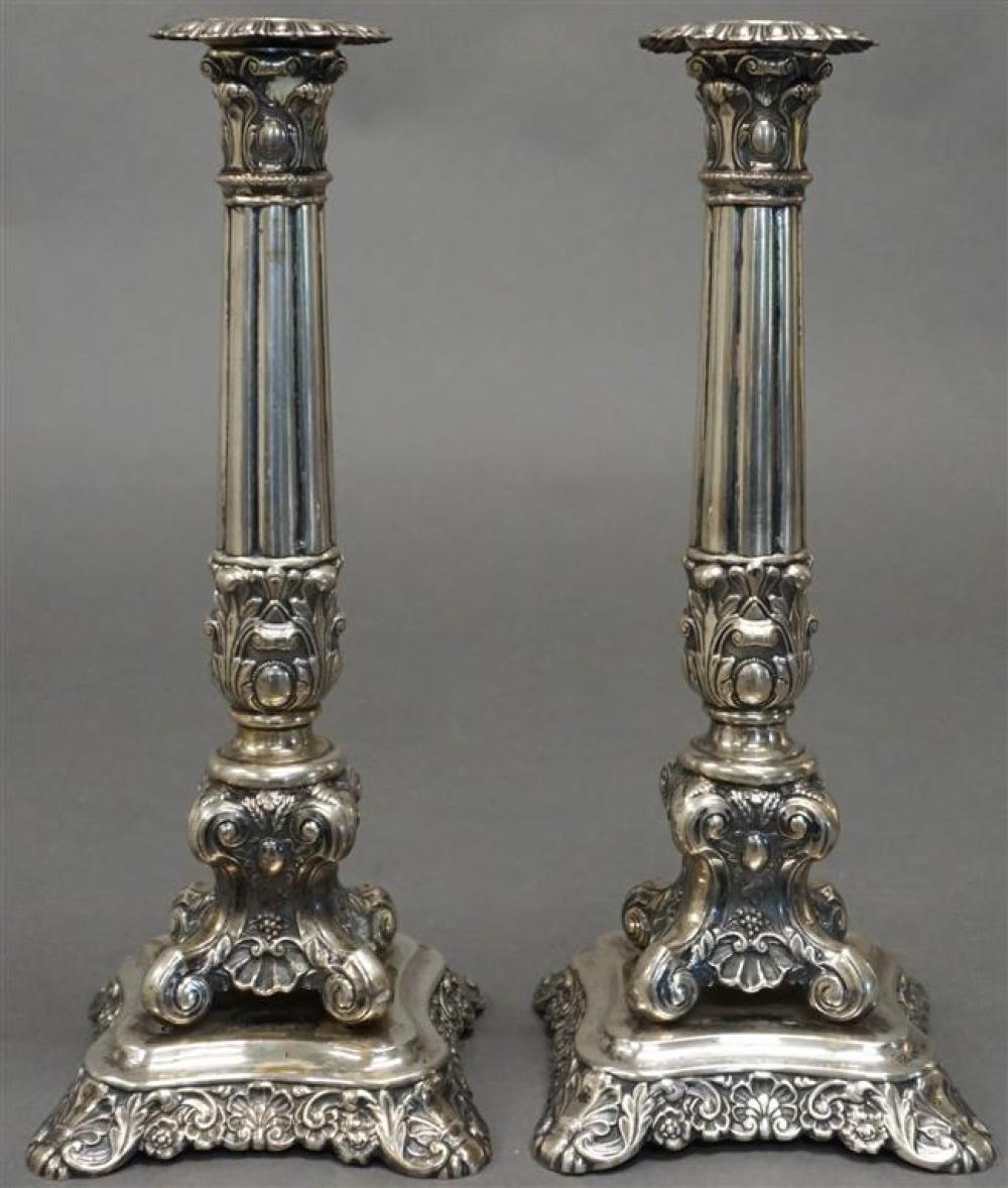 PAIR GERMAN SILVER CANDLESTICKS,