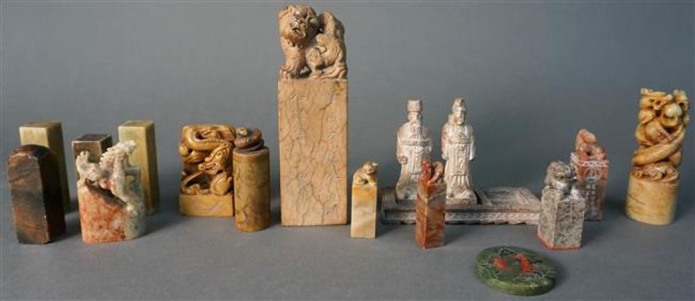 GROUP WITH CHINESE CARVED SOAPSTONE