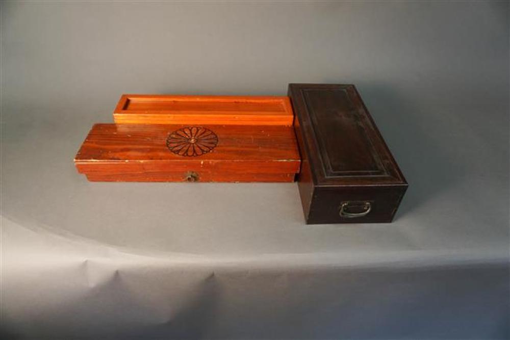 THREE ASIAN WOOD SCROLL AND OTHER