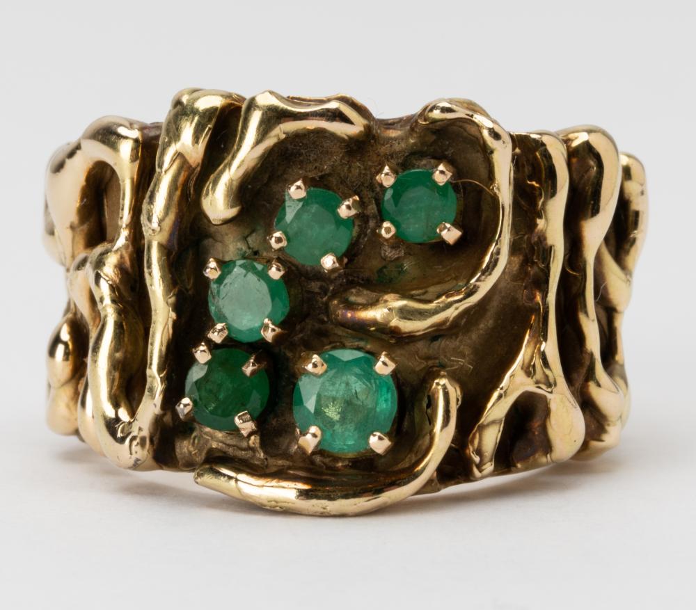 14 KARAT YELLOW GOLD EMERALD RINGset