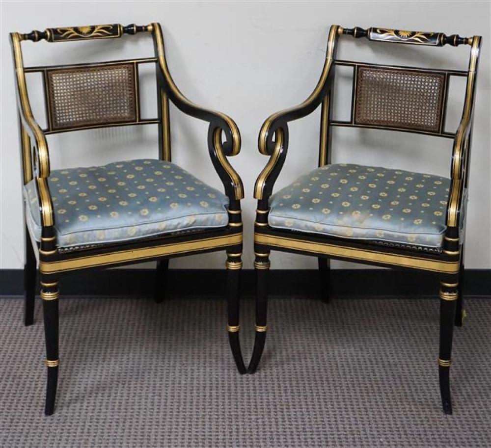 PAIR REGENCY STYLE GILT DECORATED