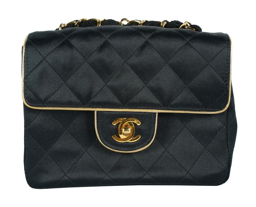 CHANEL BLACK SATIN PURSEhologram 3255dc