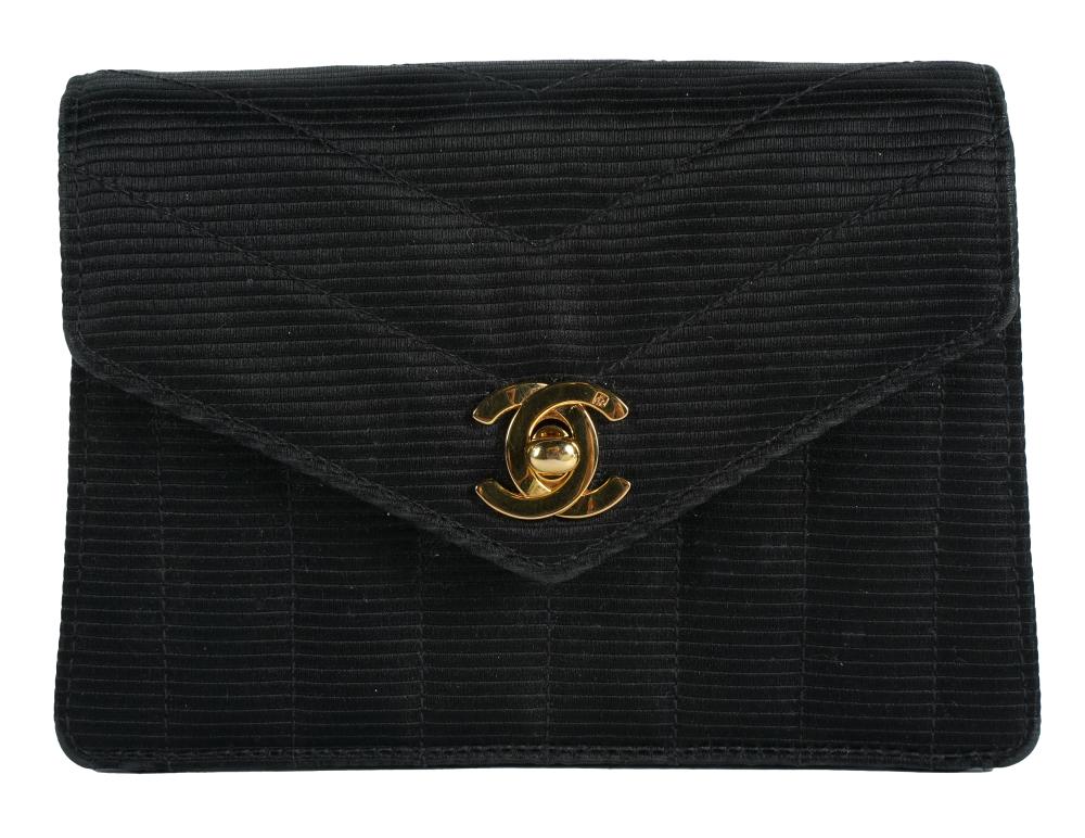 CHANEL BLACK QUILTED FABRIC MINI